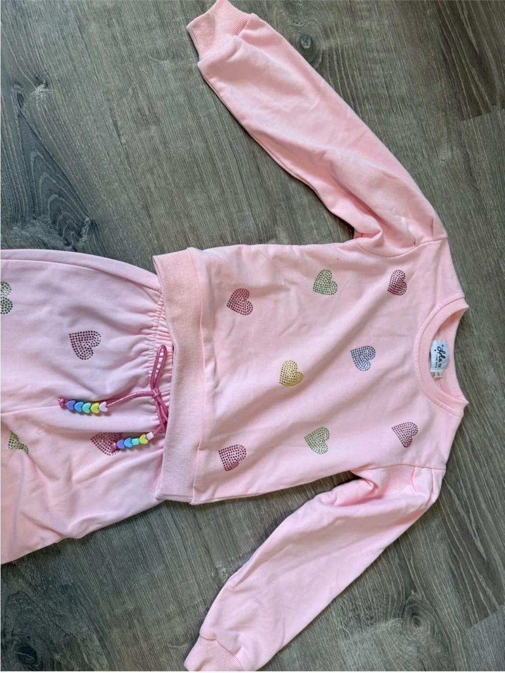 Lola + The Boys Light Pink Heart Print Pajama Set